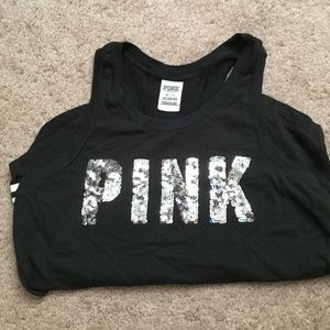PINK sequin tropical tank top